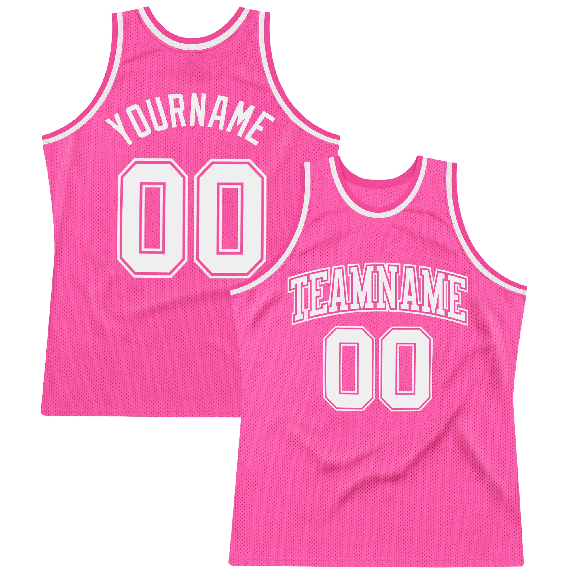 Custom Pink White Authentic Throwback Basketball Jersey - Best Custom