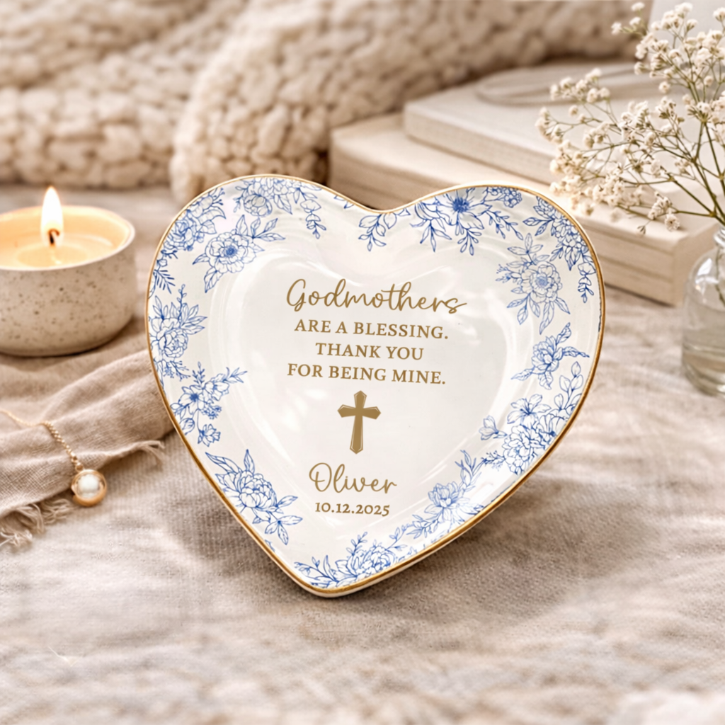 Personalized Godmother Ring Dish, Custom Mom Jewelry Tray, Gift From Godchild, Godmother Birthday Gift, Mothers Day Gift For Godmother
