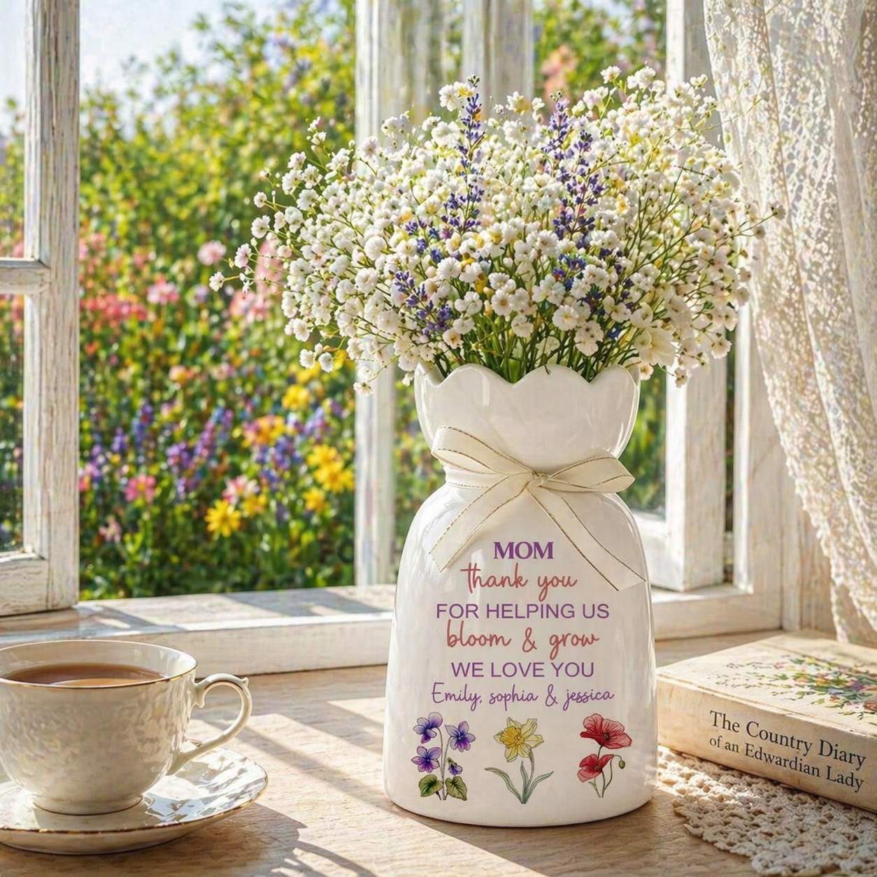 Thank You For Helping Us Bloom & Grow - Personalized Bloom Vase - Gift For Mom, Grandma, Mother's Day Gift