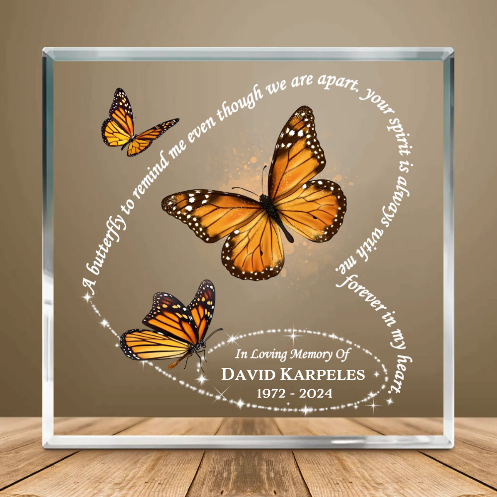 Sympathy Gift For Loss Of Mom, Butterflies Memorial Gift for Loss of Loved One, Memorial Butterfly Acrylic Block