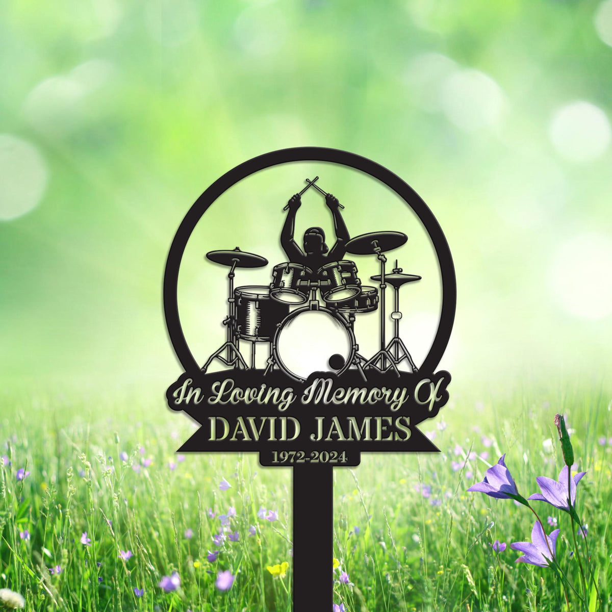 Custom Drum Memorial Sign, Drummer Memorial Stake, Personalized Drummer Name Sign, Sympathy Sign, Grave Marker, Remembrance Stake, Drummer Gift
