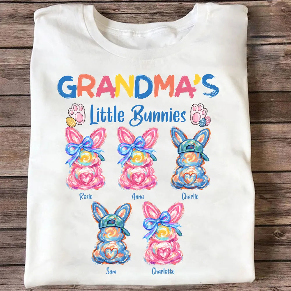 Grandma's Little Colorful Bunnies - Personalized Shirt - Easter Shirt for Mom, Grandma