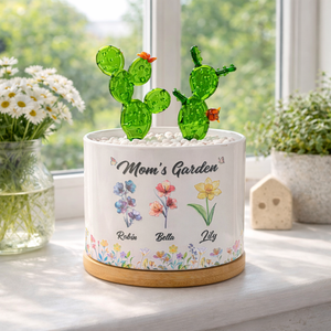 Mom Grandma's Garden Custom Kids' Birth Flower - Personalized Mini Glass Flower Plant Pot - Gift For Mom Grandma, Mother's Day