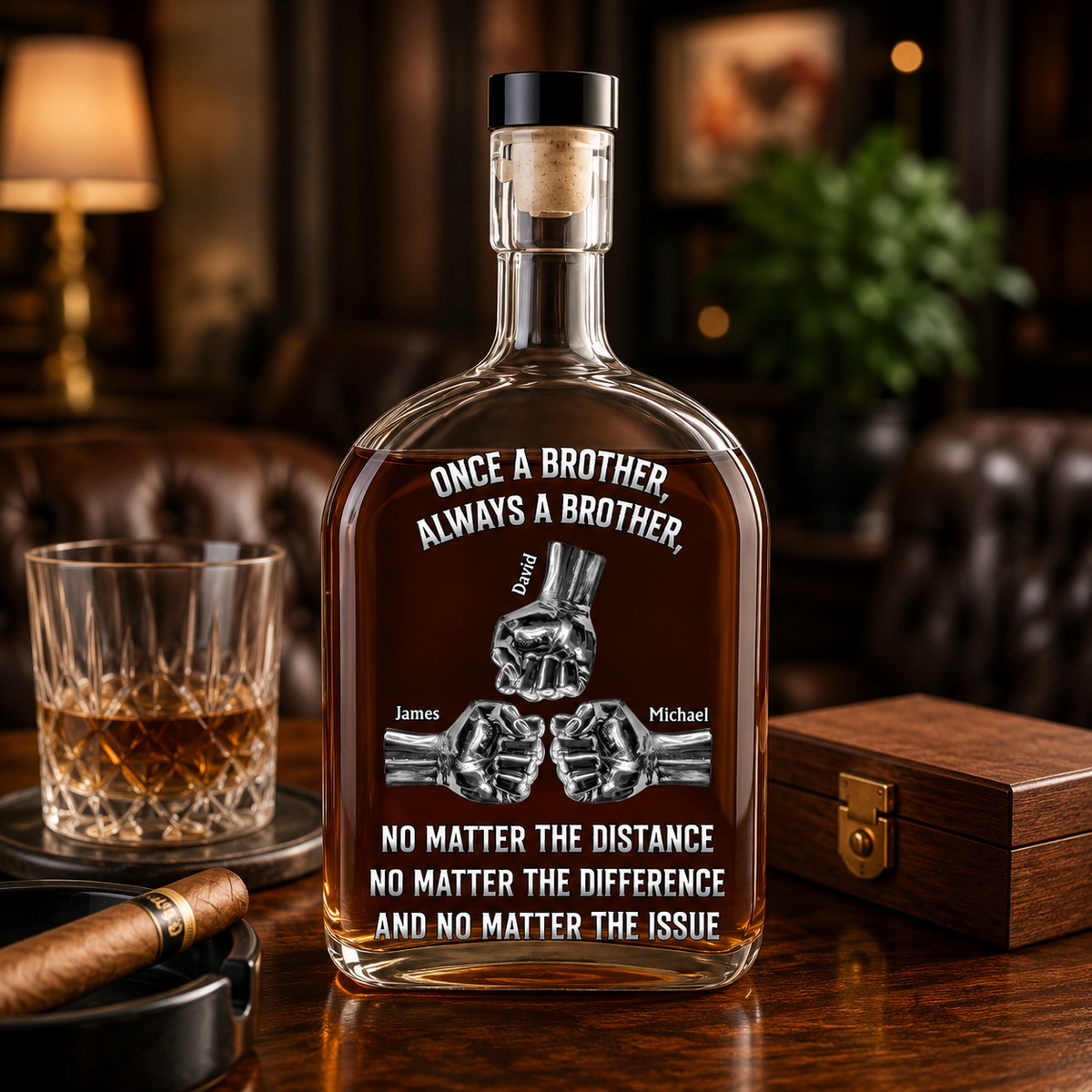 Once Brother Always Brother - Personalized Whiskey Bottle - Gift For Brother