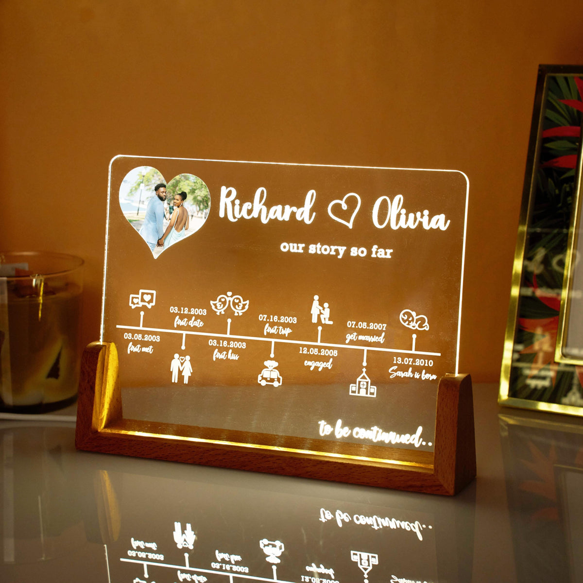 Personalized Love Story Timeline Decor Light Up, Customizable Anniversary Gift For Wife, Your Custom Love Story, Couple Gift