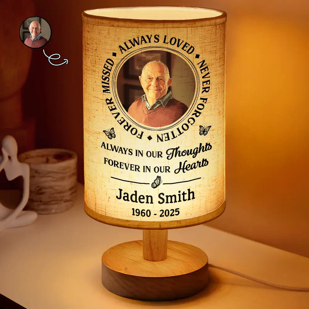Custom Photo Memorial Always Loved Never Forgotten - Personalized Fabric Lamp - Memorial Gift