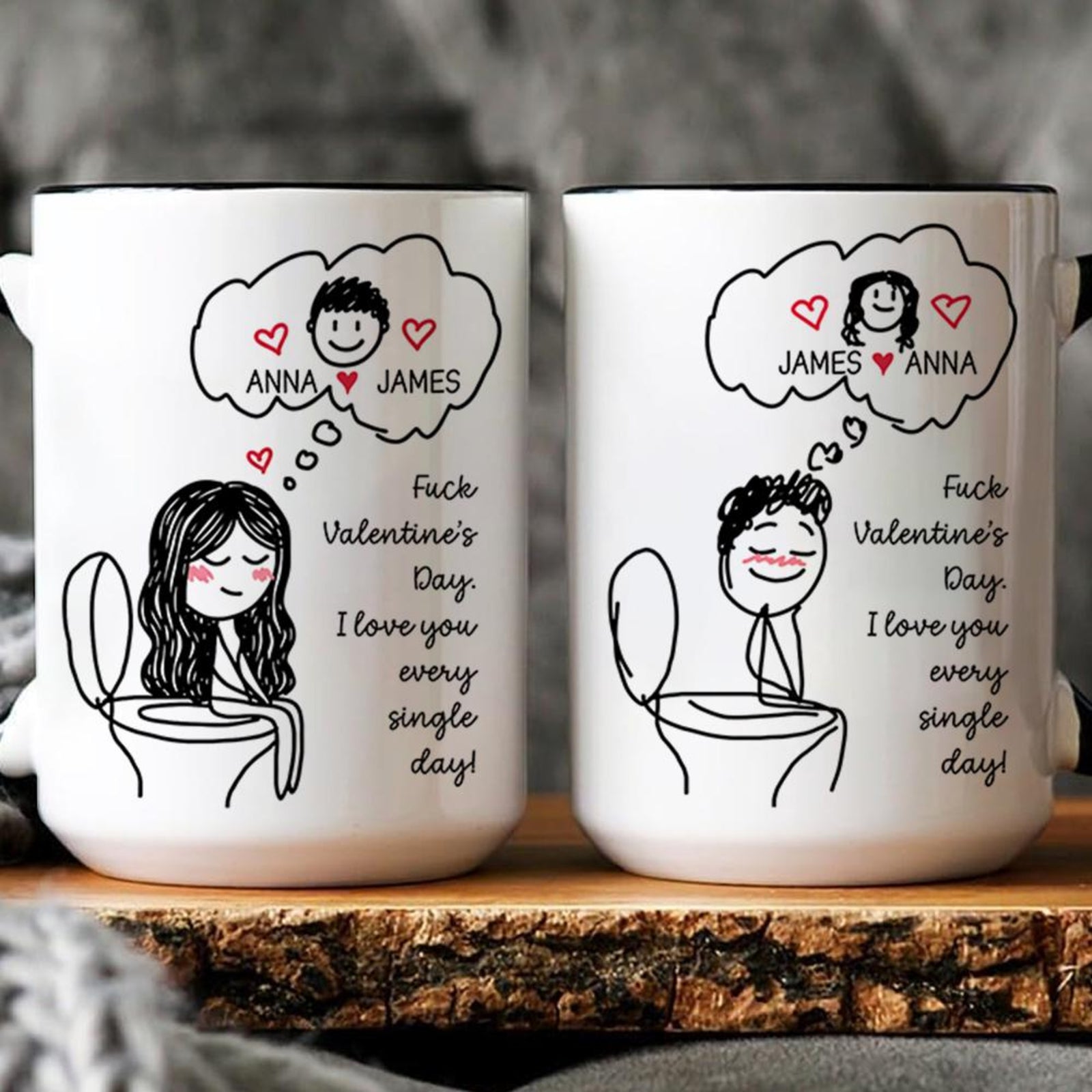 Funny Couple Mug Set, Custom Name Toilet Love Cups, I Love You Every Day Gift, Valentines Day Gift for Him Her, Personalized Mugs