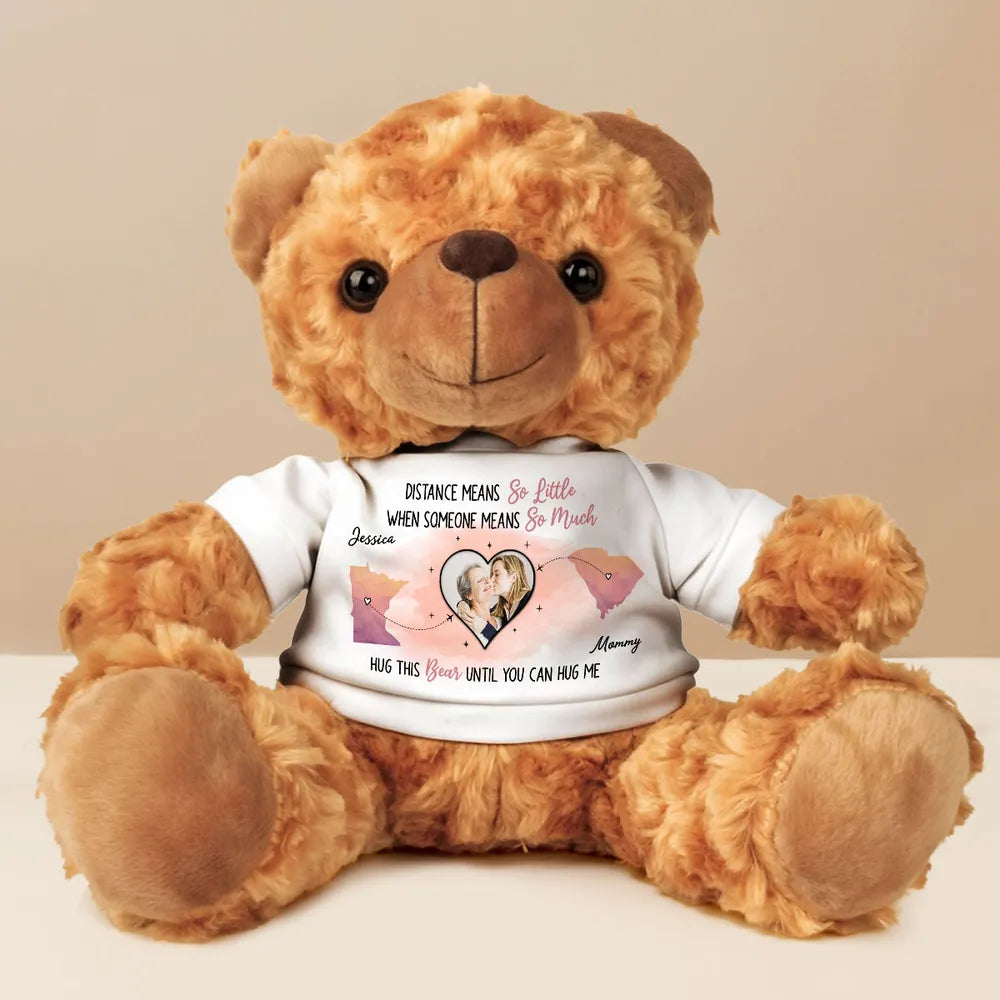 Distance Means So Little - Personalized Teddy Bear Plush - Long Distance Gift For Family