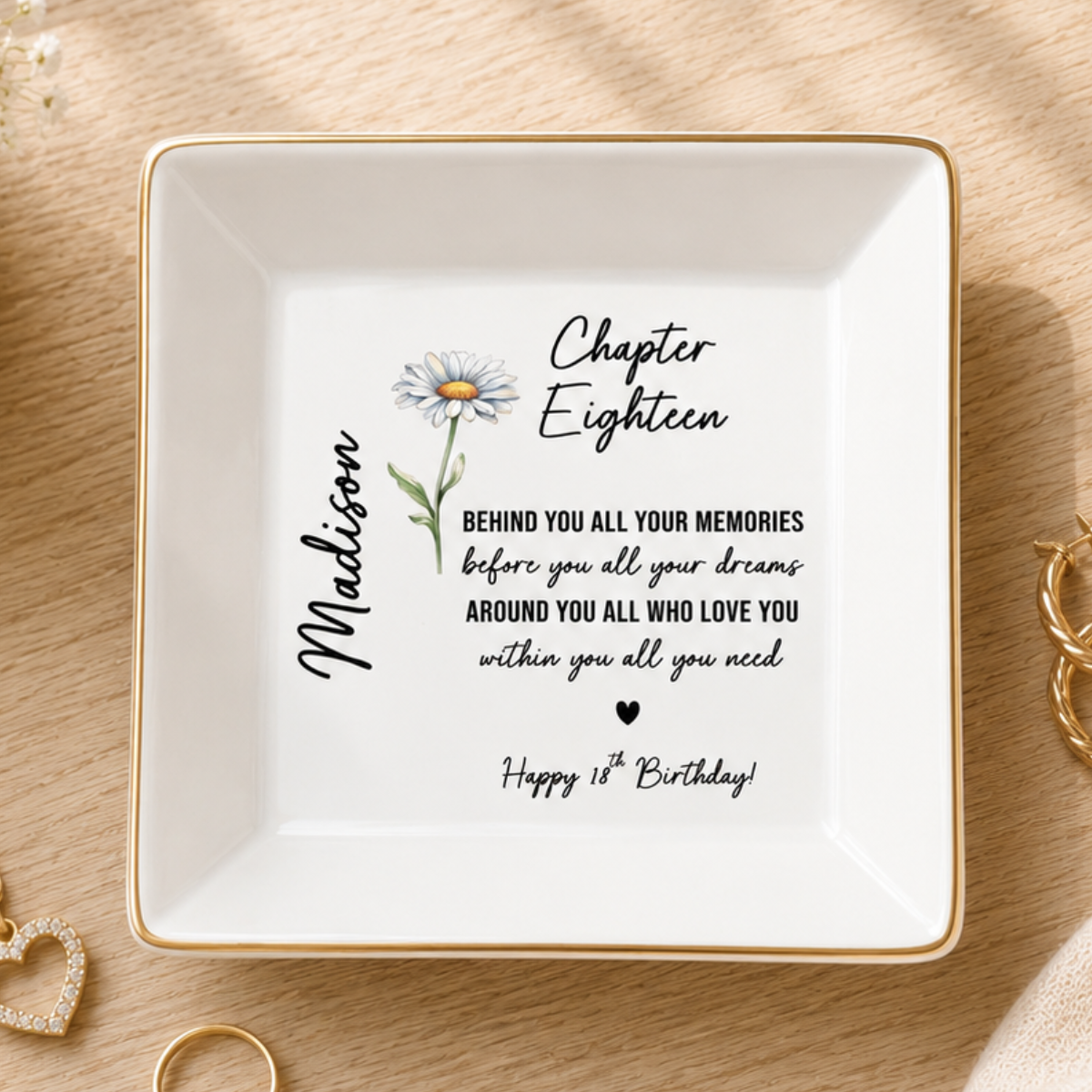18th Birthday Gift For Her, Personalized 18 Birthday Ring Dish, 18th Birthday Gift Daughter Niece Sister