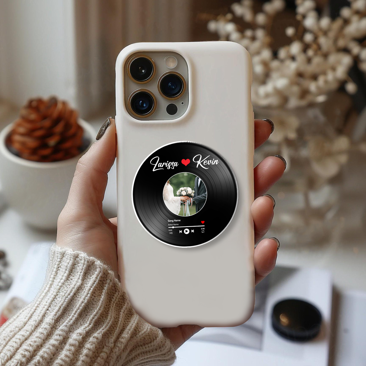 Custom Photo & Your Favorite Song - Custom Shape Phone Grip - Gift For Couple, For Him, For Her, Anniversary Gift