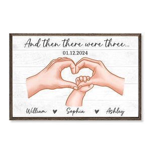 Family Of Three Personalized Poster Canvas, Heartfelt Gift For New Mom, New Dad, New Parents