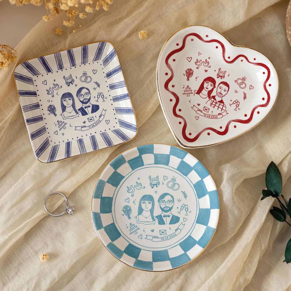 Custom Engagement Ring Dish, Personalized Engagement Gift for Bride, Engaged Jewelry Dish for Her, Custom Wedding Jewelry Tray