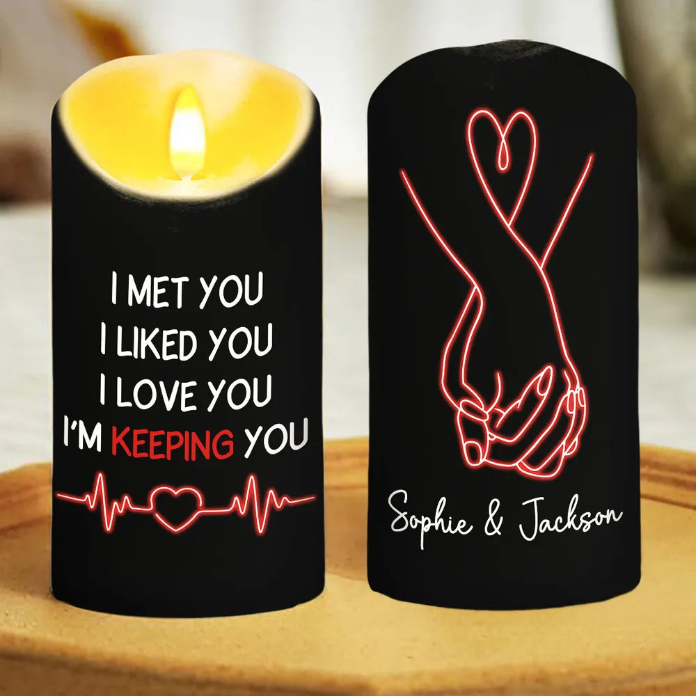 I'm Keeping You - Personalized LED Flameless Candle - Anniversary Gift, Valentine's Day Gift For Couple