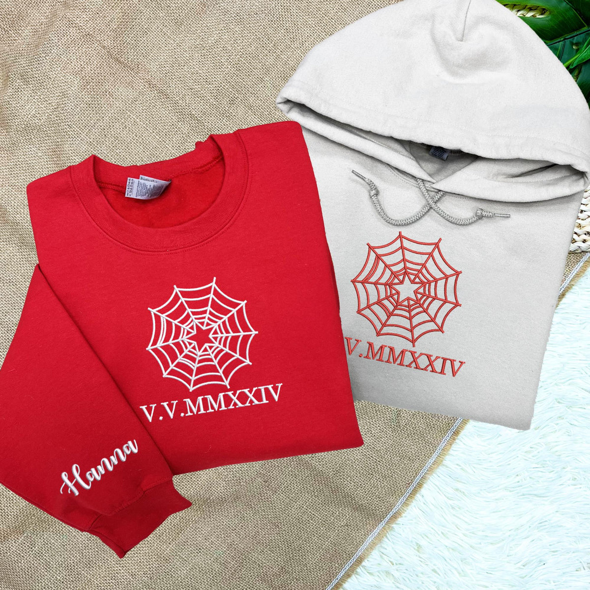 Spiderweb Embroidered Shirt, Spiderweb Star Couple Shirt, Roman Numeral Shirt Embroidered Couple Matching Shirt, Matching Couple Shirt