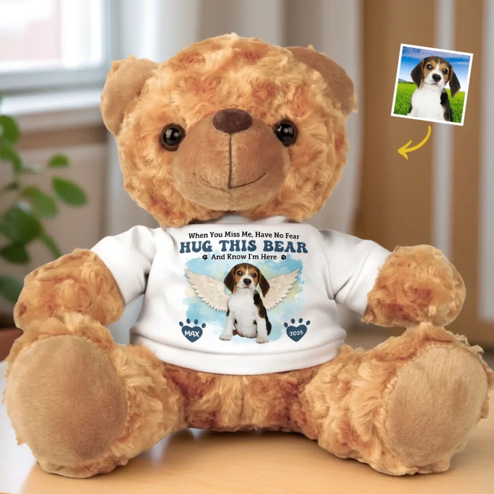 When You Miss Me Hug This Bear Pet Memorial - Personalized Teddy Bear Plush - Memorial Gift For Pet Owner
