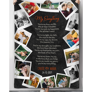 You're My Love, My Life, My Everything - Personalized Blanket - Gift For Girlfriend, Anniversary Gift, Valentine's Day Gift