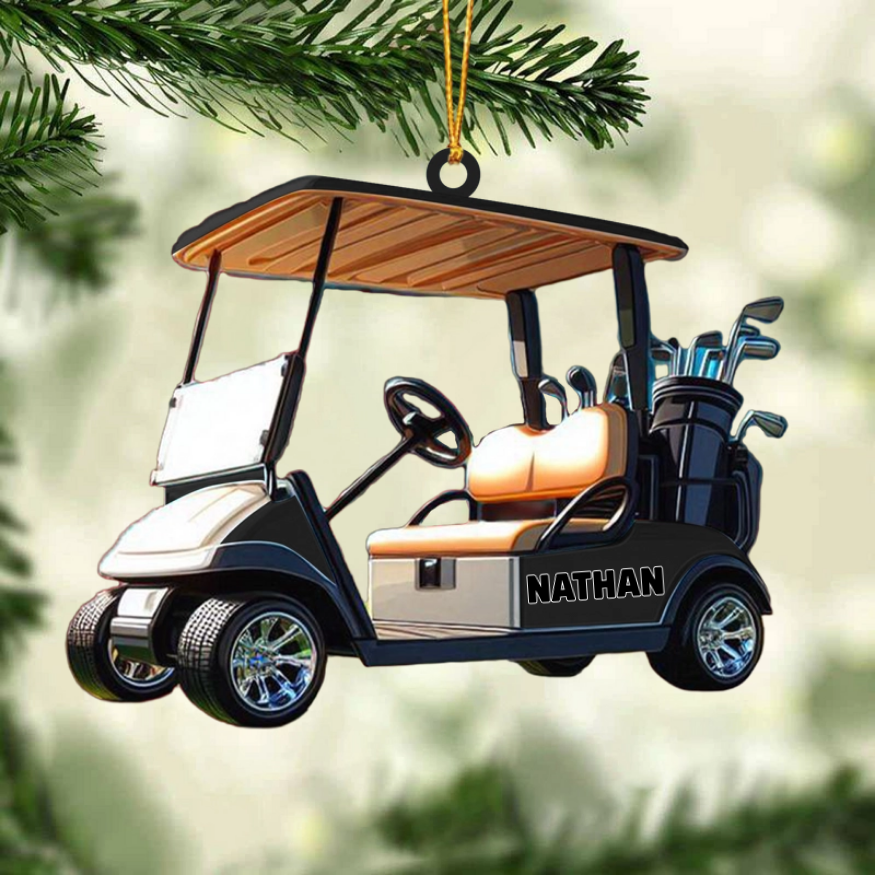 Golfing Cart Xmas Ornament - Personalized Acrylic Ornament, Gift For Golf Lover