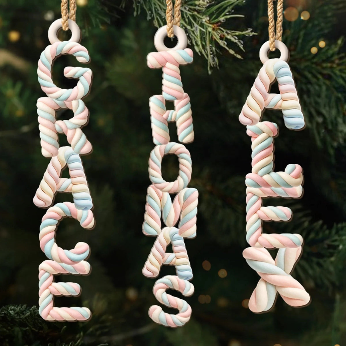 Custom Marshmallow Letter Ornament, Personalized Christmas Birthday Gifts Family, A Hug In Every Marshmallow