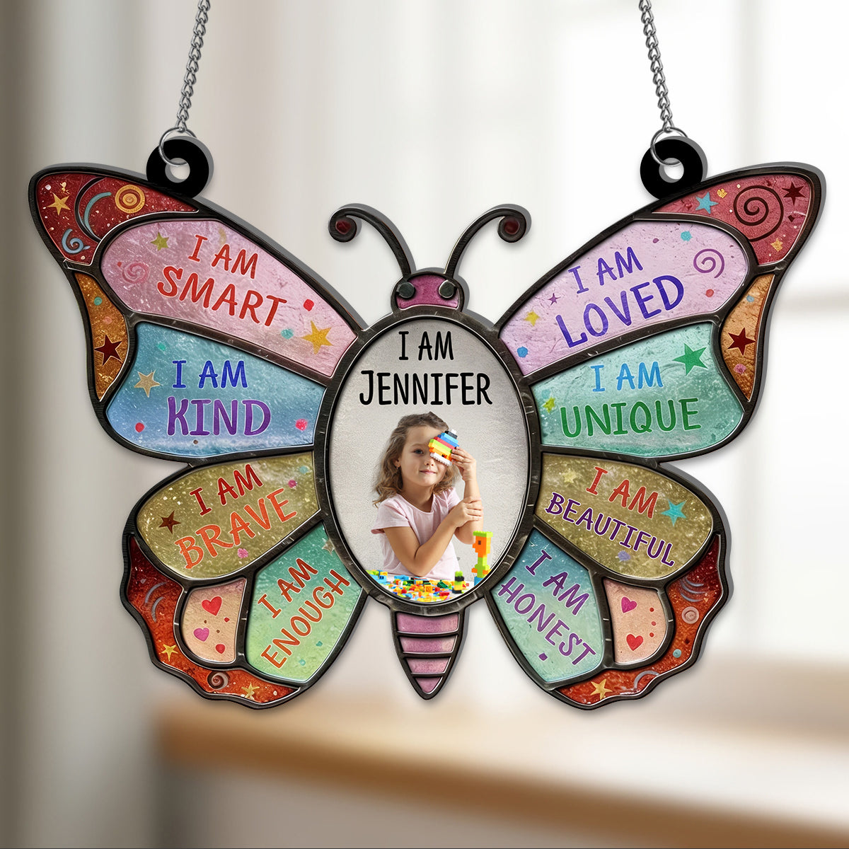 God Says I Am - Personalized Butterfly Suncatcher