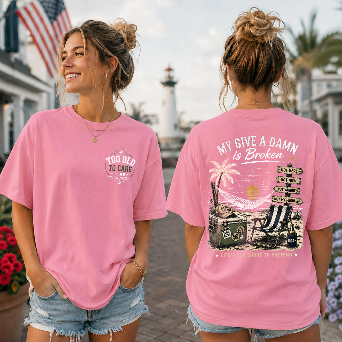 My Give A Damn Is Broken Beach Retro T-Shirt