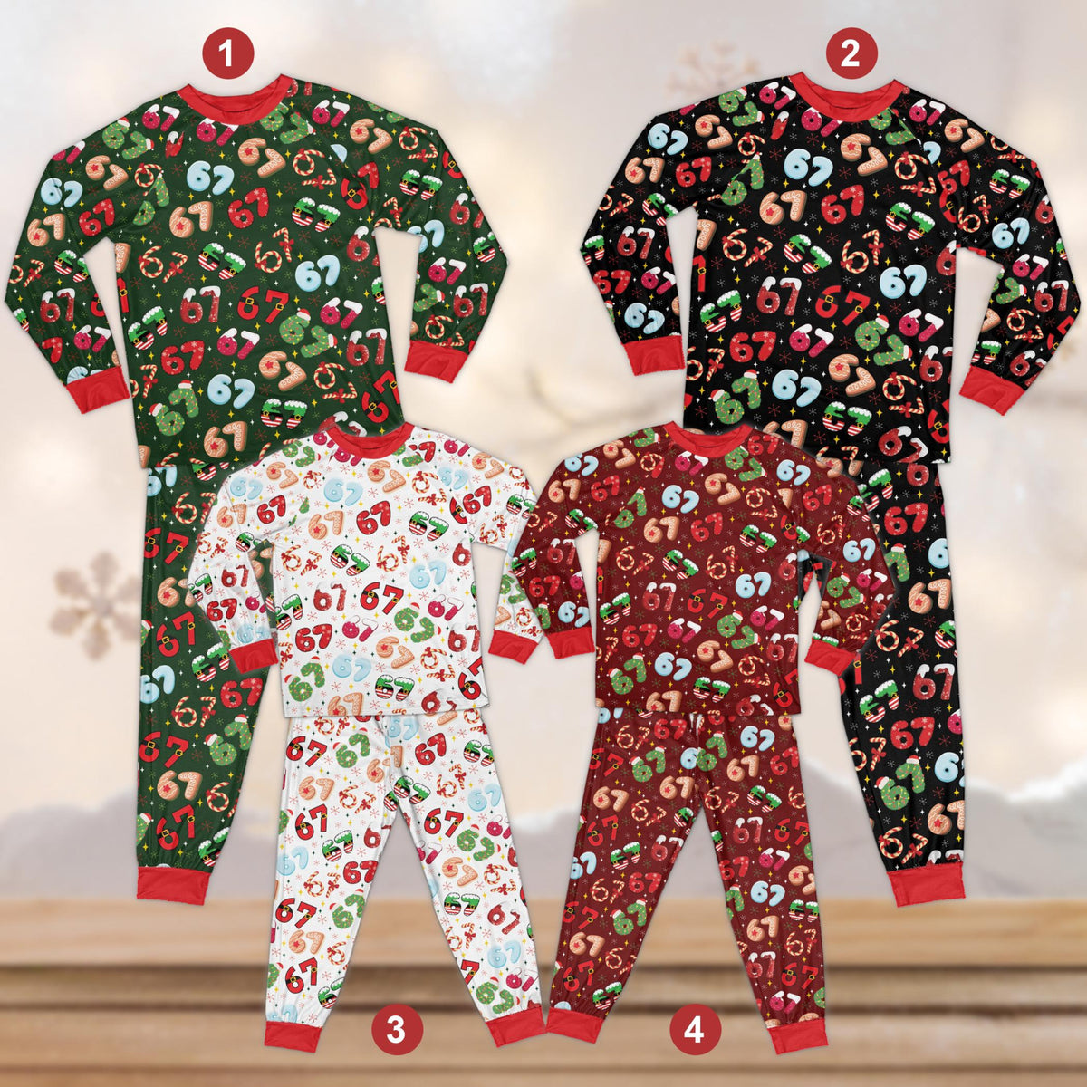 Funny 67 Six Seven Meme Christmas Pajamas, Santa Six Seven Christmas Sleepwear, Trending Six Seven Christmas Pajama Set, 67 Meme Xmas Gift