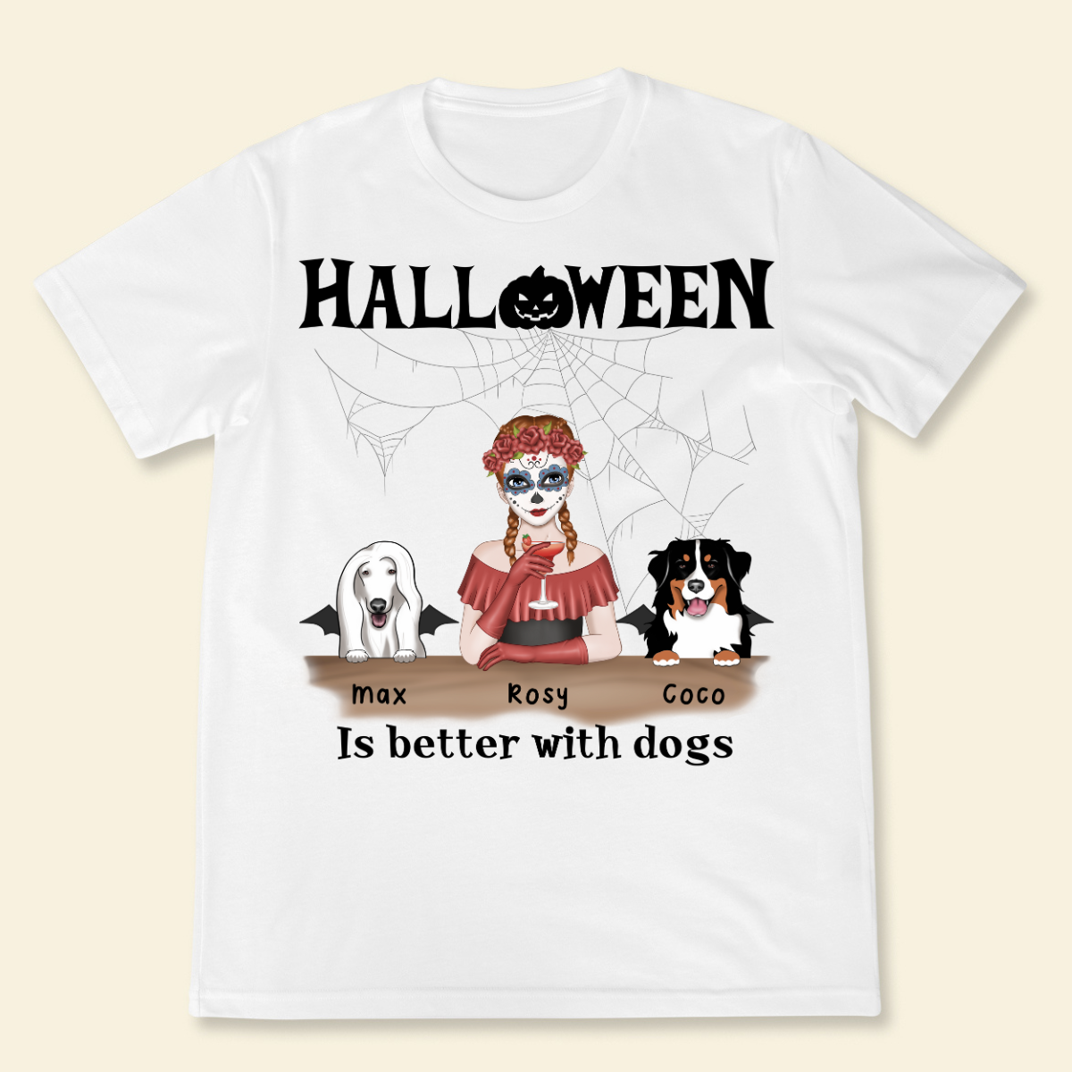 Halloween Is Better With A Dog Personalized Dog Mom T-Shirt Halloween Custom Shirt Enjoy Halloween Night With Dog Gift For Dog Lovers