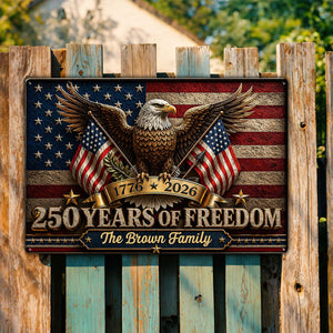 America 250th Anniversary Eagle - Personalized Metal Sign - 250th Anniversary America Patriotic, Family Decoration