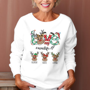 Reindeer Love Grandma Life - Personalized Shirt - Christmas Gift For Grandma