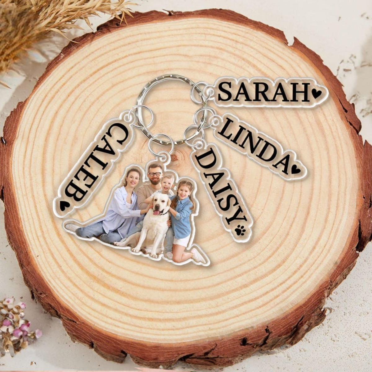 Custom Family Photo Keychain With Charm, Personalized Photo Keychain For Dad, Father's Day Gifts, Photo Keychain With Name, Gift For Husband