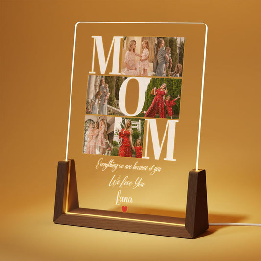 Mom Everything We Are Is Because Of You - Personalized Desk Name Plate - Gift For Mom, Mother's Day