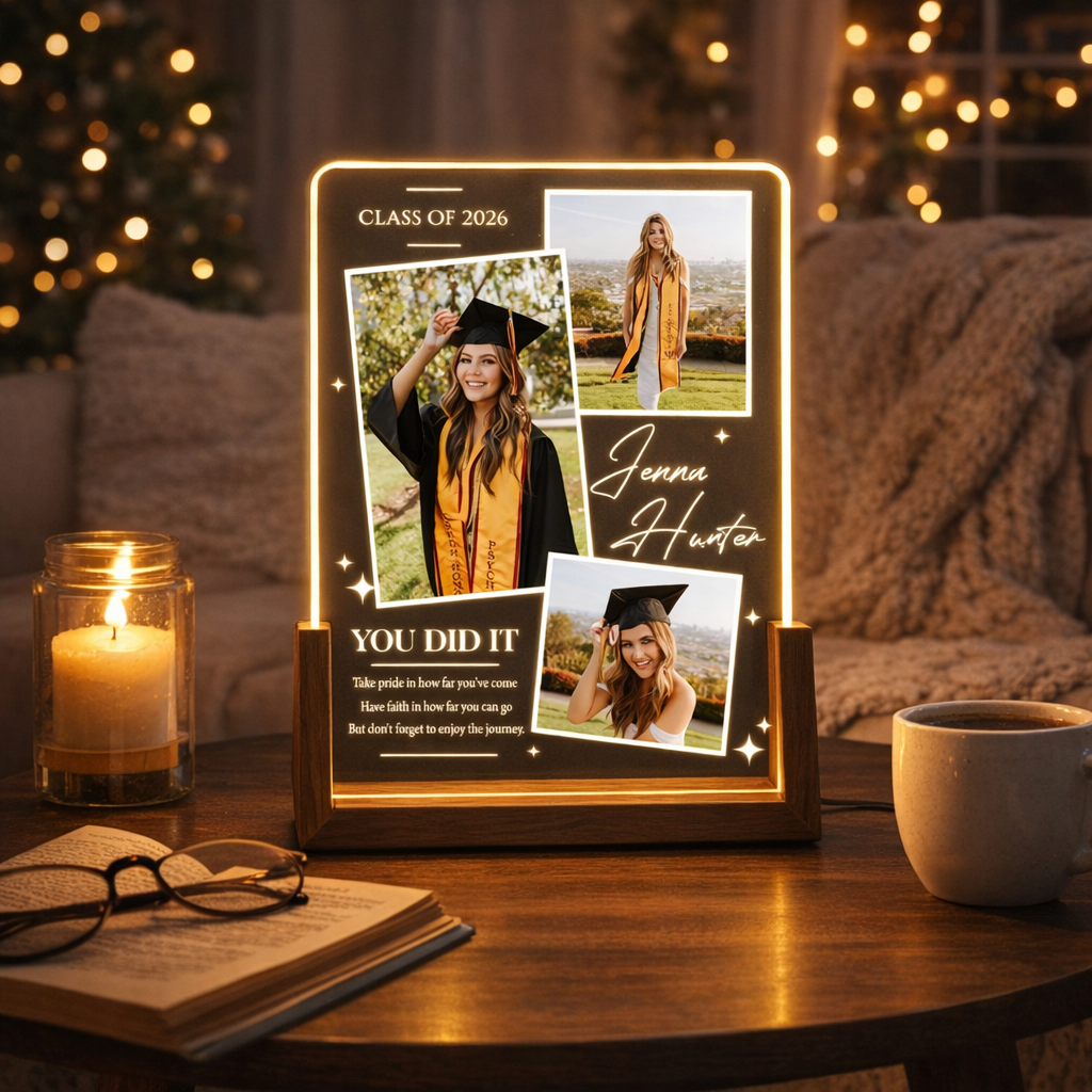 Personalized Graduation Photo Collage Lamp, Custom Class of 2026 Gift, Graduation Gift