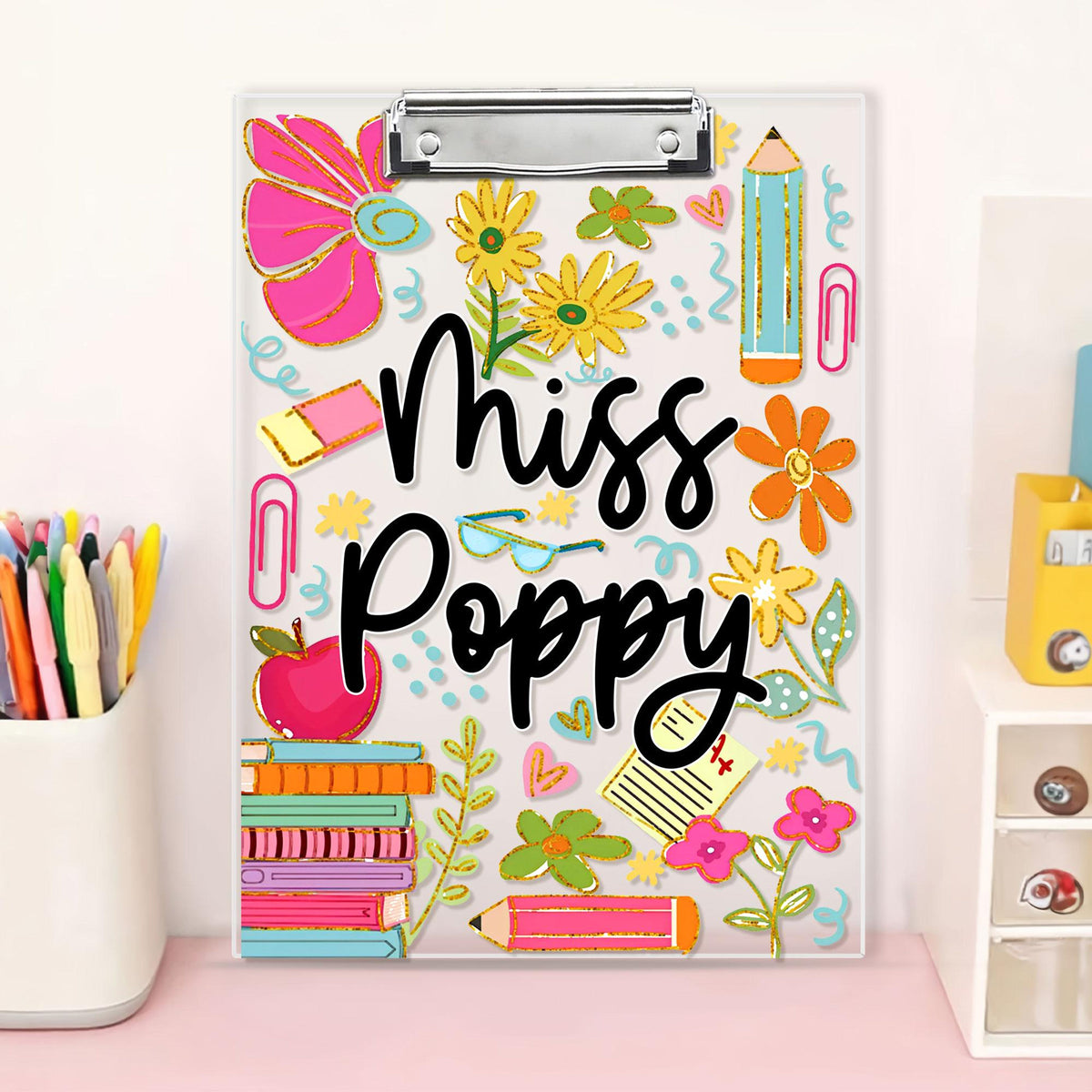 Personalized Teacher Appreciation Gift, Custom Boho Floral Teacher Clipboard, End Of Year Gift, Back To School Teacher School Supplies