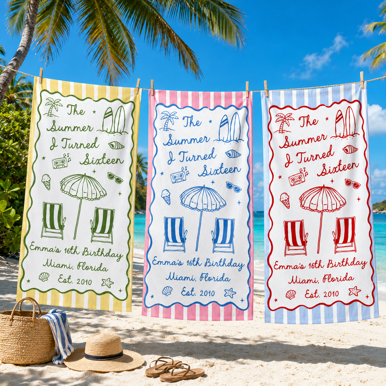 Personalized Birthday Beach Towel, Custom The Summer I Turned Birthday Beach Towel, Summer 20th 30th 40th Birthday Gift, Bachelorette Towels