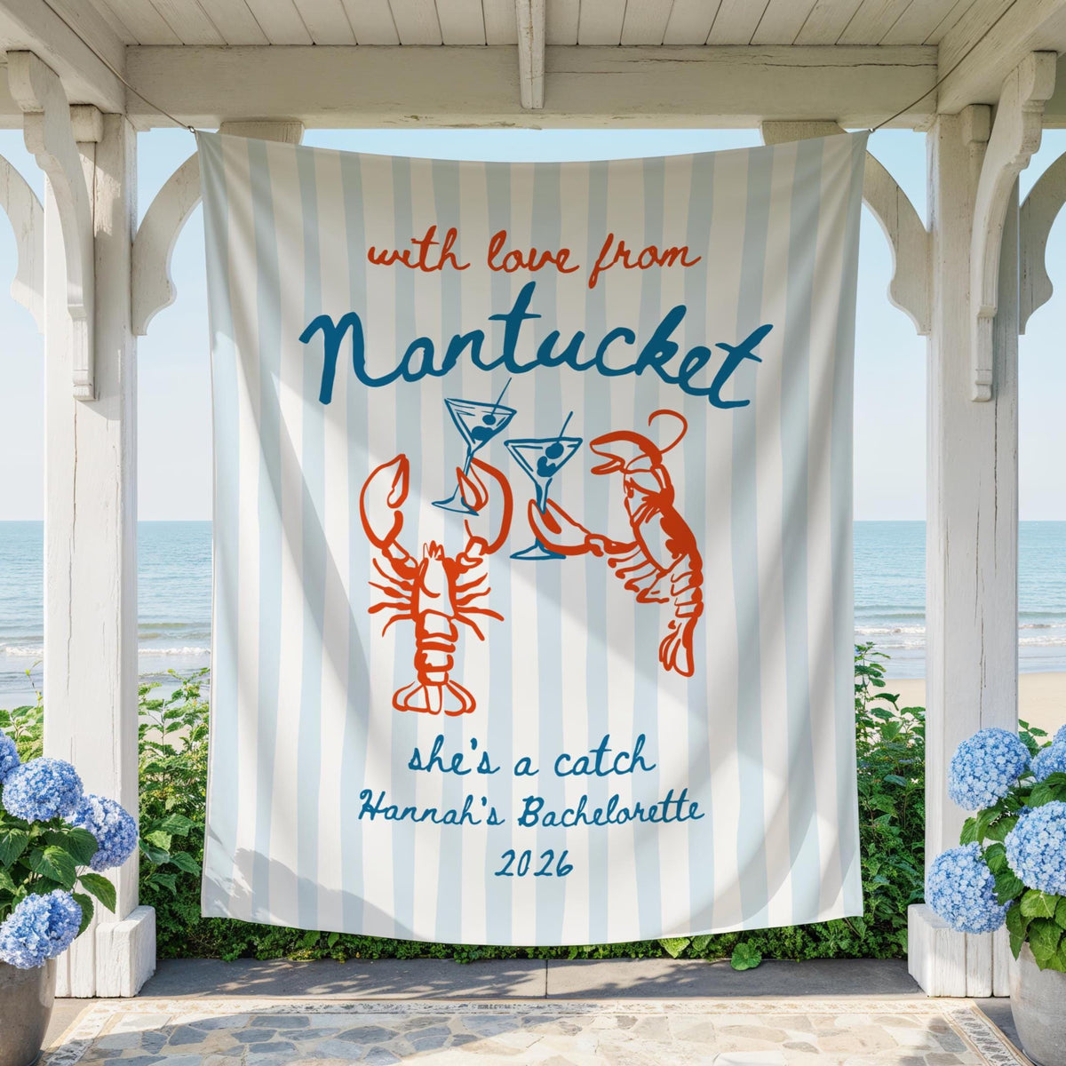 Personalized Coastal Bachelorette Banner | With Love From Bachelorette Party Banner | Beach Bach Weekend Decor