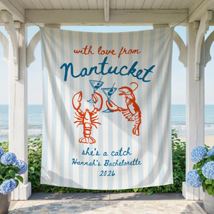 Personalized Coastal Bachelorette Banner | With Love From Bachelorette Party Banner | Beach Bach Weekend Decor