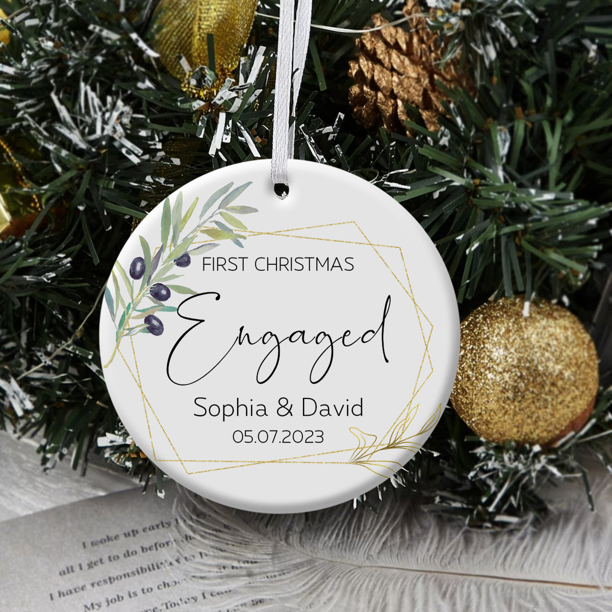 First Christmas Engaged - Personalized Ornament - Christmas Gift
