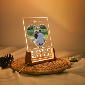 Custom Couple Photo Night Light, Personalized Photo Collage LED Light, Photo with Name Plaque, Desk Lamp, Valentines Gifts For Couple