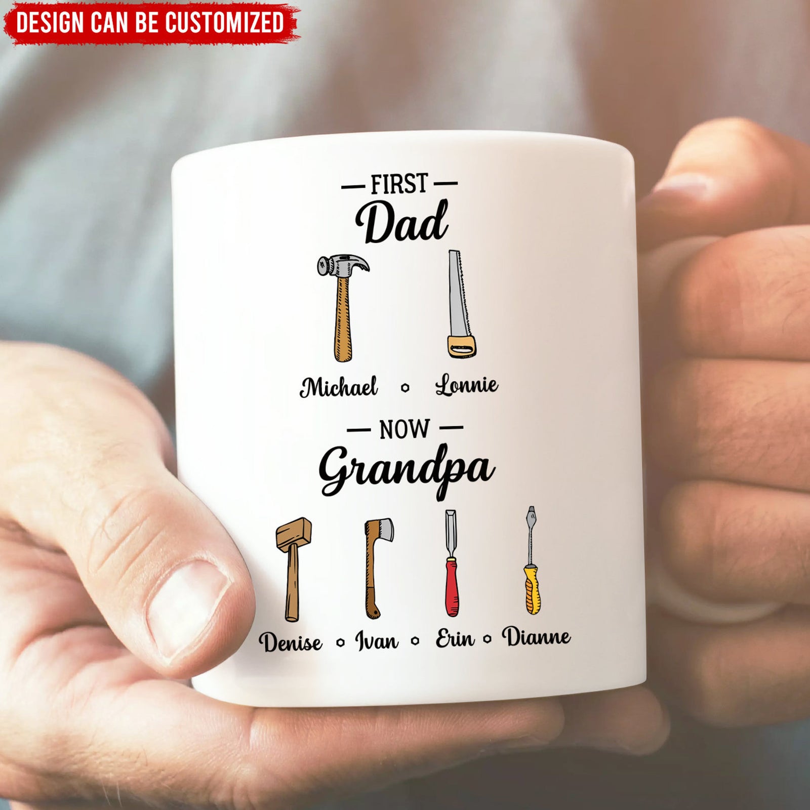 First Dad Now Grandpa - Personalized Mug - Gift For Dad, Grandpa, Dad's Birthday Gift, Grandpa Gift, Birthday Gift For Him, Daddy Mug