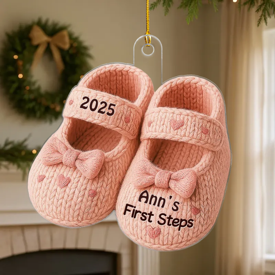 Baby First Step First Christmas Christmas Personalized Flat Acrylic Ornament
