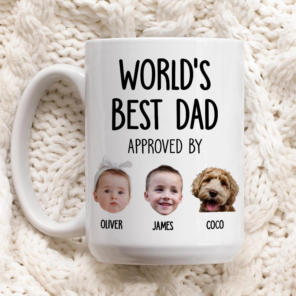 Custom Baby Face Mug for Dad Personalized Fathers Day Kids Photo Mug with Baby Photo Gift from Kids Picture Babies Faces Mug from Wife Daddy