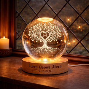 Personalized Anniversary & Wedding Gift, Our Special Day Tree of Life Crystal Ball LED Night Light, 50th Anniversary, Gift for Grandparent