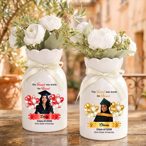 Congrats Graduation Personalized Ribbon Tie Flower Vase