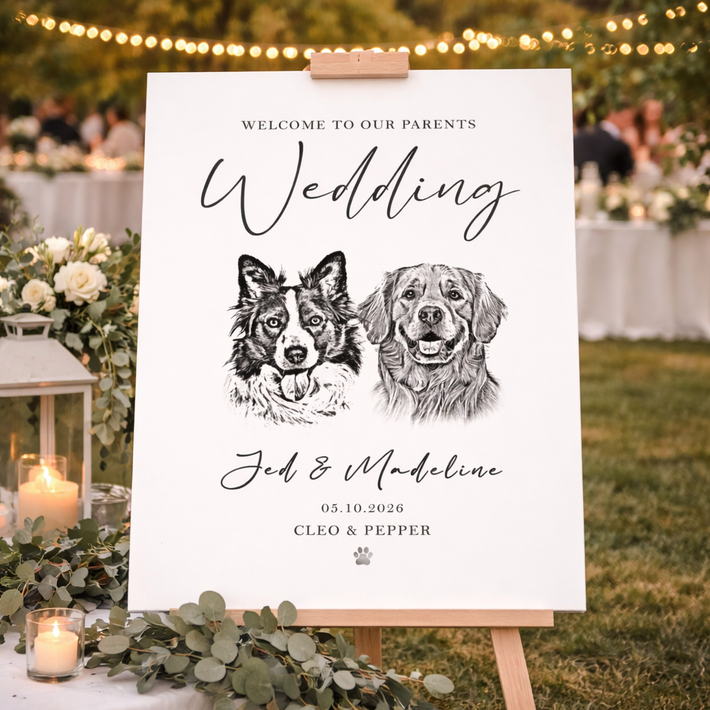 Custom Pet Wedding Welcome Sign, Custom Pet Photo, Personalized Dog Cat, Welcome Board Wedding Sign, Welcome To Our Wedding Canvas
