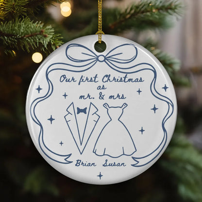 Our 1st Christmas Toile De Jouy - Personalized Ornament - Gift For Couple, Anniversary, Christmas Gift