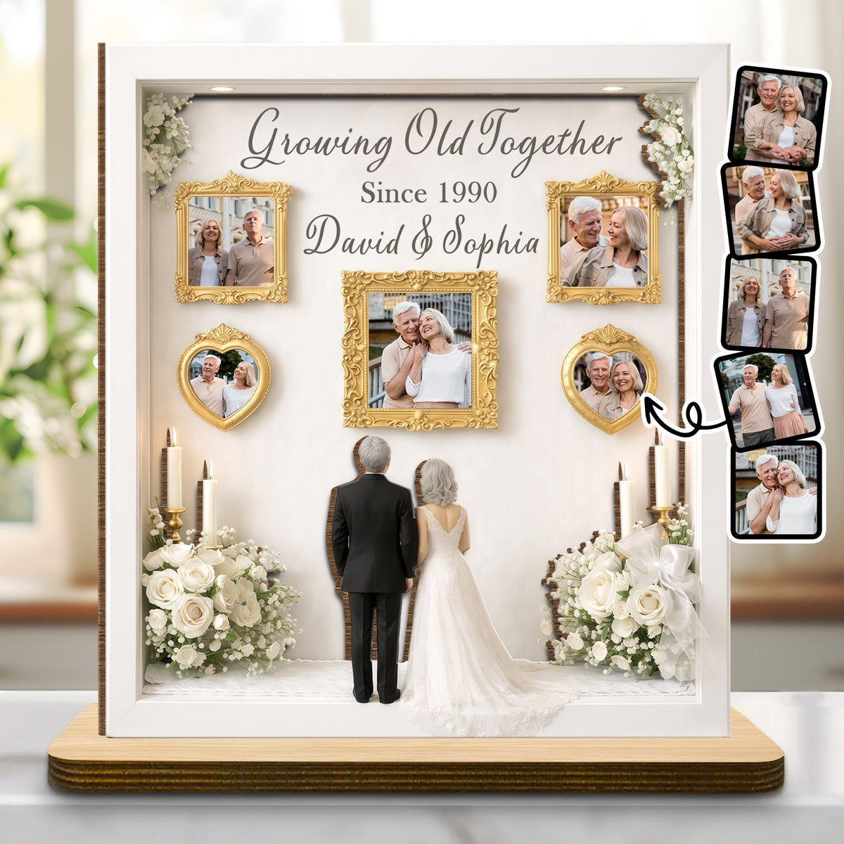 Growing Old Together Wedding Gallery - Personalized Wooden Plaque - Gift For Couple