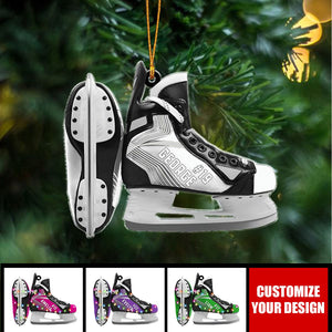 Ice Hockey Skates - Personalized Acrylic Ornament - Christmas Gift For Ice Skater, Hockey Player