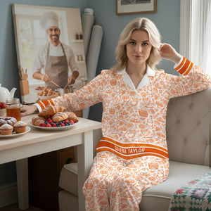 Baker Patterns - Personalized Pyjamas - Christmas Gifts for Baking Lovers, Bakery Shop Owner