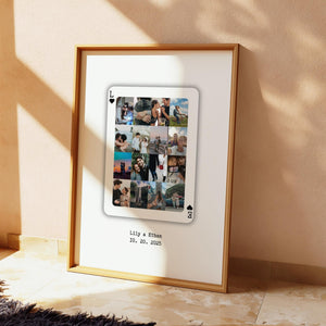 Custom Playing Cards Wall Art Frame - Personalized Canvas - Anniversary Gift For Girlfriend, Valentine's Day Gift