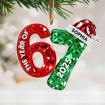 3D Shining Effect 67 Six Seven 2025 Slang Christmas - Personalized Acrylic Ornament - Funny Christmas Gift