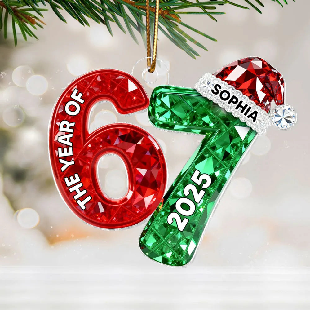 3D Shining Effect 67 Six Seven 2025 Slang Christmas - Personalized Acrylic Ornament - Funny Christmas Gift